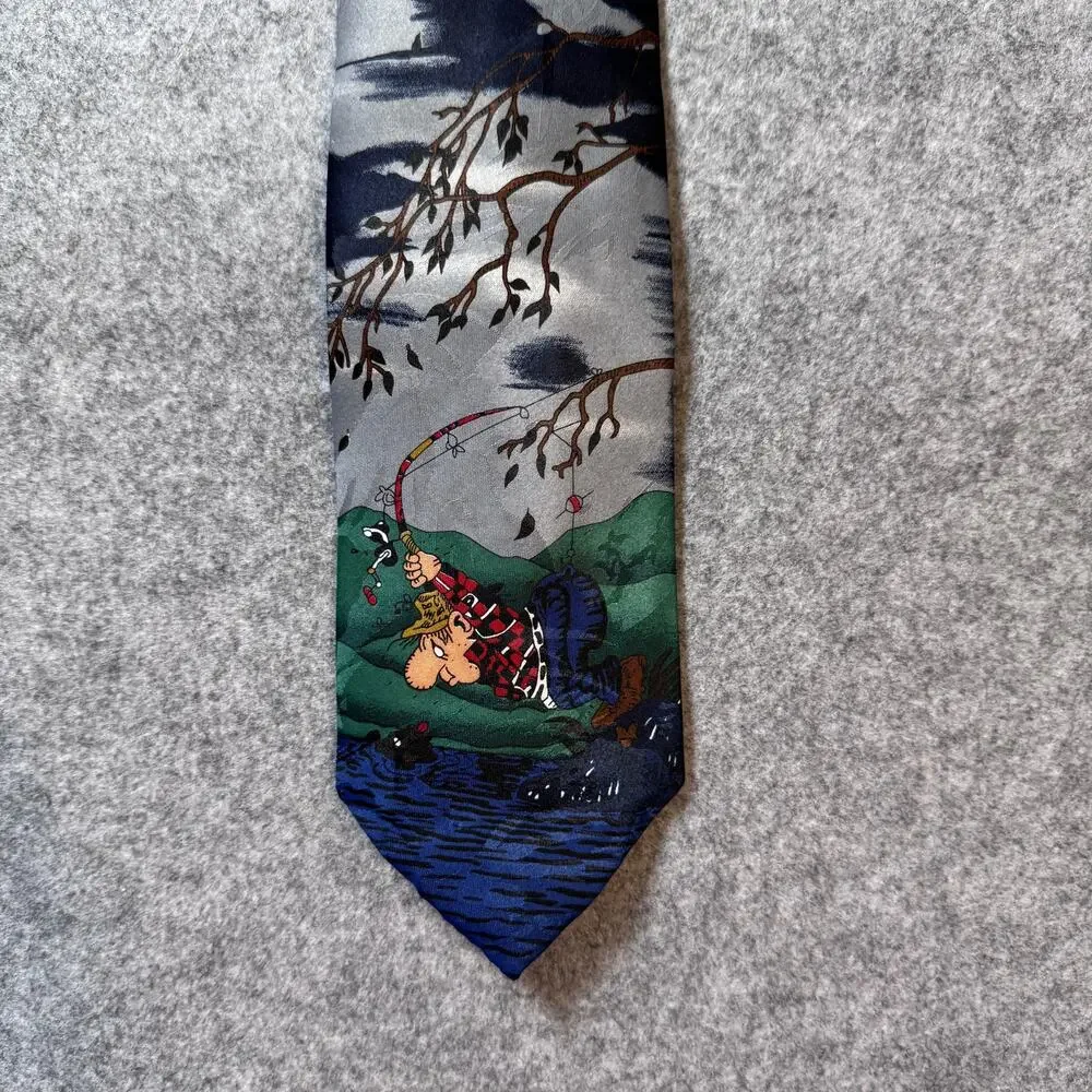 Balancine Hot Cakes Gary Patterson Fishing Novelty Neck Tie Polyester USA